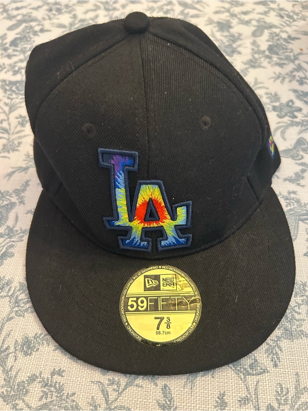 New Era Black LA Dodgers 59FIFTY Cap with Tye Dye Logo